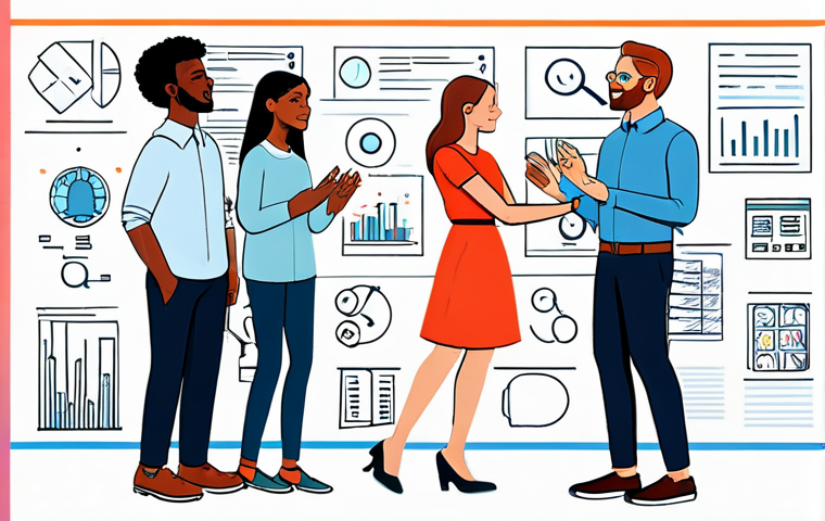 디자인 일러스트 기법 - **

"A vibrant, modern design illustration featuring a diverse group of people collaborating on a di...