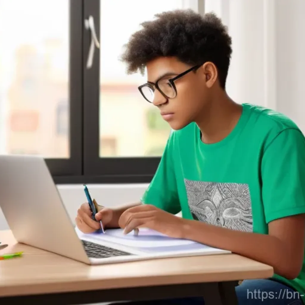 드로잉 도구 추천 - **Prompt:** A focused young artist, a teenager wearing a comfortable t-shirt and jeans, sitting at a...