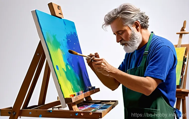 드로잉 도구 추천 - **Prompt:** A close-up shot focusing on the hands of an adult artist, wearing a simple, long-sleeved...