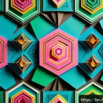 Home 20 종이 공예 아이디어 - A vibrant and intricate paper art composition featuring a variety of colorful geometric shapes such ...